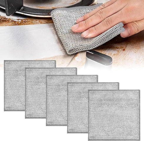 Dishcloth Pot Scrubber Multipurpose Wire Dishwashing Rags for Wet and Dry,New Multifunctional Non Scratch Metal Wire Dishcloth,Reusable Metal Scru...