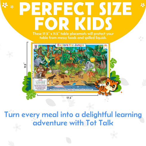 Tot Talk Mountain Animals Educational Placemat for Kids – Made in USA – Durable, Double-Sided, Learning Placemat with Mountain Wildlife & Nature F...