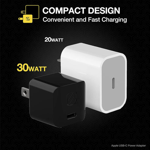 Scosche HPDC30M Powervolt 30W USB Type-C Wall Charger Compatible with Power Delivery 3.0, 2.0 and Standard USB-C Devices, Fast Charging, Black...