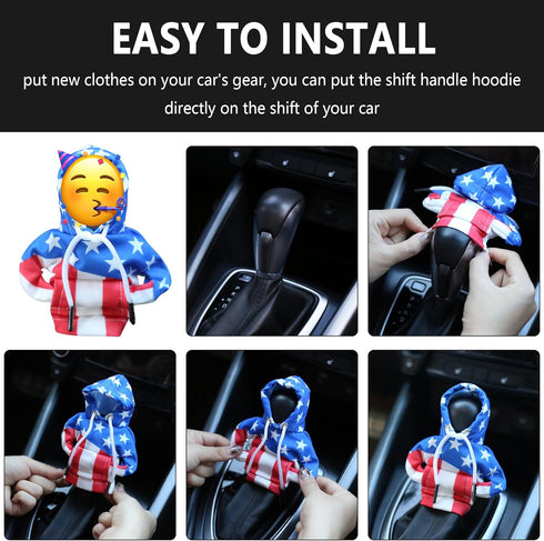 Car Gear Shift Cover,US Flag Car Gear Shift Hoodie for Shifter Knob,Universal Gear Shift Knob Cover Car Interior Accessories for Most Cars Trucks ...
