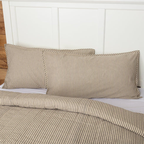 VHC Brands Sawyer Mill Ticking Stripe King Sham, Charcoal Gray, 21x37...