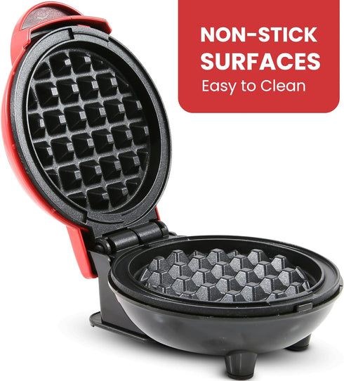 Elite Gourmet EWM015R Electric Nonstick 4.5-inch Mini Waffle Maker, Belgian Waffles, Compact Design, Hash Browns, Keto, Snacks, Sandwich, Eggs, Ea...
