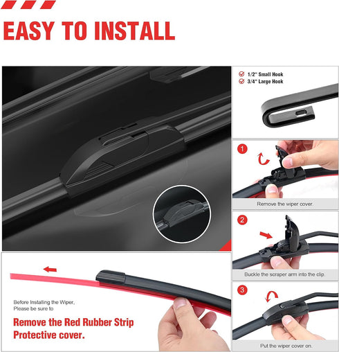 28"+17"Silicone Windshield Wiper blades Replacement for Nissan Altima 2007 2008 2009 2010 2011 2012+More Cars,All-Season Automotive Front Wiper Bl...