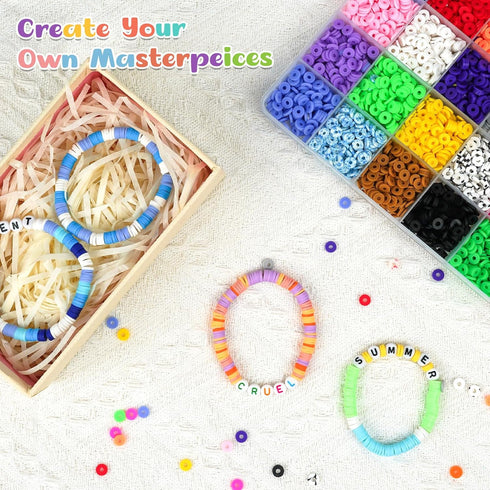 Clay Beads, 20 Colors Clay Heishi Beads Kit for Bracelets Making, Flat Round Polymer Heishi Beads for DIY Jewelry Making...