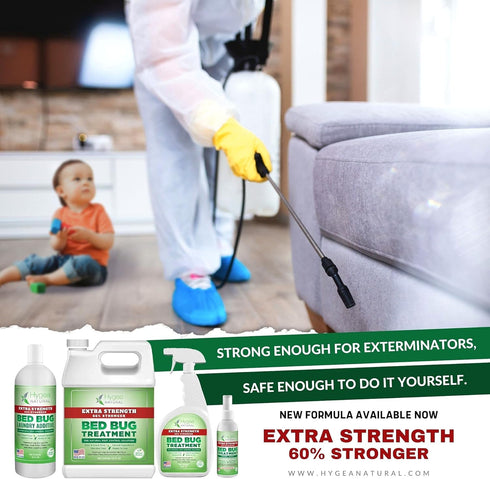 Bed Bug & Mite Extra Strength 3oz Travel Spray by Hygea Natural –TSA approved - New Formula 66% Stronger- Stain & Scent Free Treatment – Natural F...