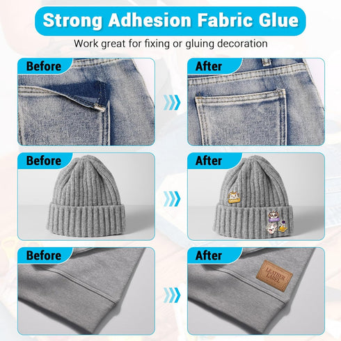 80 ML Fabric Glue for Clothing, Clear Fabric Glue for Clothing Permanent Washable, Liquid Fusion Glue Adhesive for Leather, Patches, All Fabrics...
