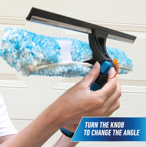 Unger Professional 18" ProFlex 2-in-1 Squeegee & Scrubber - Window Cleaning Tool with Pivoting Head – Squeegee for High Access Window Washing, Com...