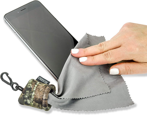 Carson Stuff-It Microfiber Lens Cloth Cleaning System for Eyeglasses, Smartphones, Tablets, Optics Lenses, Cameras and More, 6.25'' x 6.25'' - Mos...