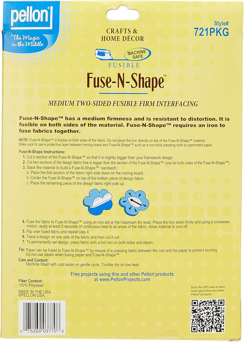 Pellon 721PKG Fuse-N-Shape Medium Weight Fusible Interfacing, 15" x 36", White...