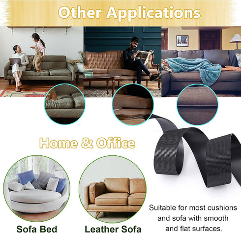 KAEGREEL Couch Cushion Non Slip Pads to Keep Cushions in Place, Multi-Purpose Adhesive Hook and Loop Tape for Sofa Mattress Rugs Furniture with Sm...