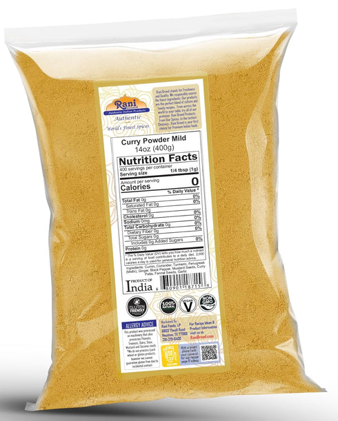 Rani Curry Powder Mild (10-Spice Authentic Indian Blend) 14oz (400g) ~ All Natural | Salt-Free | NO Chili or Peppers | Vegan | No Colors | Gluten ...