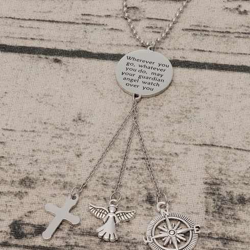 Guardian Angel Cross Car Charm for Rearview Mirror Window Hanging Ornaments Car Pendant for Home Vehicle Interior Accessories Car Rearview Mirror ...