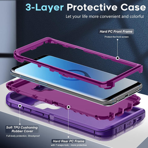 LeYi for Samsung S9 Case, Galaxy S9 Cases, 3 in 1 Full Body Shockproof Rubber Dustproof Rugged Defender Protection Phone Cover for Samsung S9 Phon...