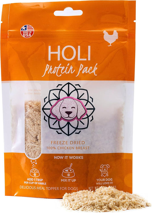 HOLI Freeze Dried Chicken Dog Food Topper - Single Ingredient, Human-Grade Lean Chicken Breast - Dog Food Flavor Enhancer for Picky Dogs – 100% Al...