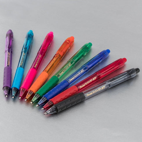 Pentel RSVP RT Colors Retractable Ballpoint Pen, (1.0mm) Medium Line, Barrel, Violet Ink, Box of 12 (BK93CRV-V)...