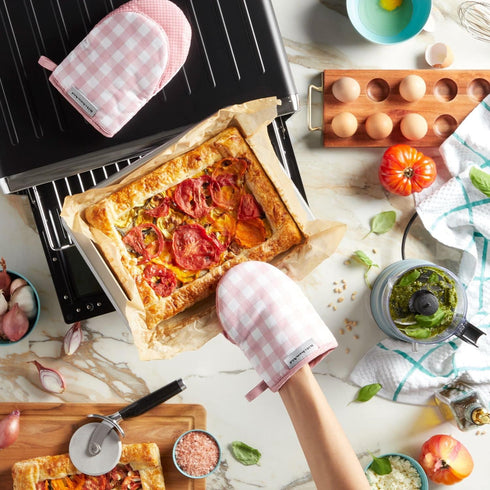 KitchenAid Gingham Mini Oven Mitt 2-Pack Set, Dried Rose, 5.5"x8"...