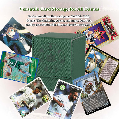 MTG Deck Box with 50 Pcs Card Sleeve, 110+ Card Storage Leather Deck Box for Magic Commander, Collectible Trading Card Cases for Trading Card Game...