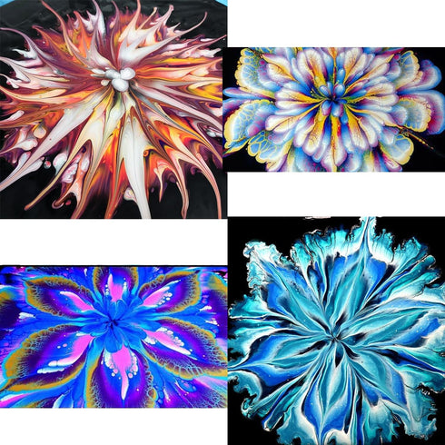 7Pcs Split Cup Flower Pour Cup Silicone Paint Cup Acrylic Pouring Strainers Set for Paint Pouring Capacity Mixing Cups for DIY Pouring Acrylic Pai...