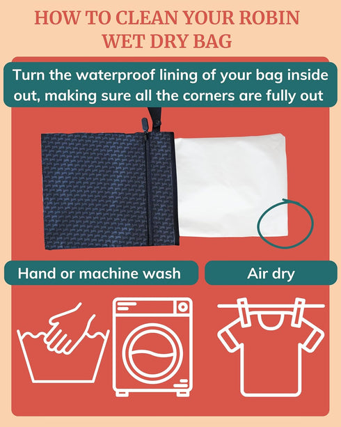 Wet Dry Bag - Waterproof Wet Bag for Travel, Wetbag for Swimsuit, Diaper, Clothes, Period Underwear - Breast Pump Parts Organizer - Zippered Pouch...