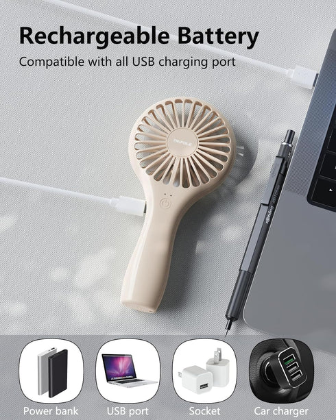 TriPole Mini Portable Fan Powerful Personal Handheld Battery Operated Rechargeable Fan Speed Adjustable Small Eyelash Fan for Stylish Kids Girls W...