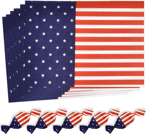 Patriotic Candy Twisting Wax Wrappers 700 Pieces July 4 Chocolate Caramel Wrapping Paper American Flag Design Wrapper for USA Holiday Candies Cara...