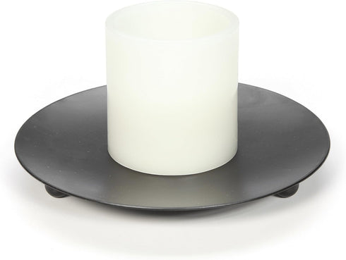 Hosley Set of 6 Black Iron Pillar Plates 7 Inch Diameter Ideal or Use for Weddings Candle Gardens Spa and Aromatherapy Incense Cones or Just As a ...