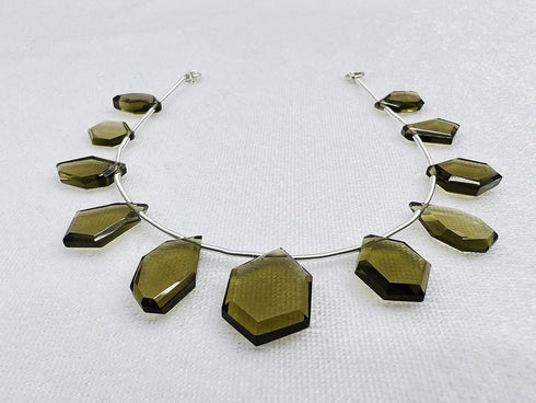 1 Strand Smoky Quartz 11 Pcs Beads Size 3.5x13-4.5x16.5mm Fancy Shape Cut Faceted Beads for Jewellery Making, Beading & Craft Supplies KCRAFTS-RK_...
