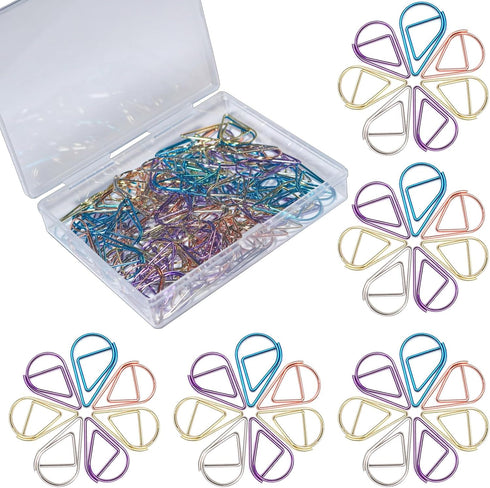 Jooaoxoko Colorful Paper Clips,100Pcs Gold Cute paperclips Clips Teardrop Stainless Steel Drop-Shaped Paper Clips for Office Supplies Wedding Wome...