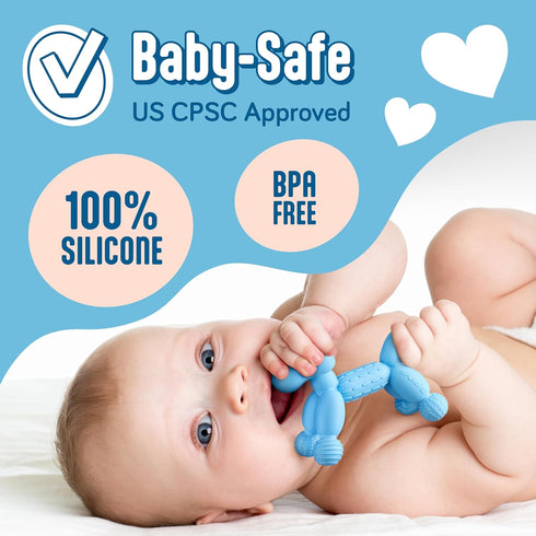 SplashEZ Baby Teether 100% Silicone Baby Teething Toys | Teethers for Babies 3-6 Months, 6-12 Months, Infant, Newborns 0+ BPA-Free, Certified Safe...