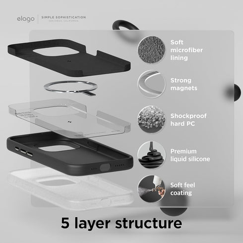 elago Magnetic Silicone Case Compatible with iPhone 15 Pro Case 6.1 Inch Compatible with All MagSafe Accessories - Built-in Magnets, Soft Grip Sil...