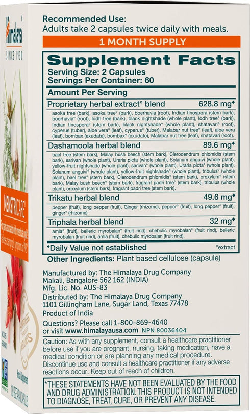 Himalaya MenstriCare, 30 Day Supply - Supports PMS, Menstrual Cramp Relief, and Hormone Balance for Women - Vegan, Non-GMO, Gluten Free, 120 Capsu...