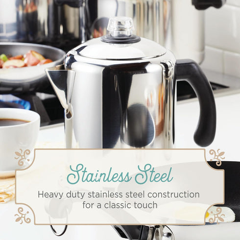 Farberware Classic Yosemite Stainless Steel Coffee Percolator - 8 Cup, Silver...