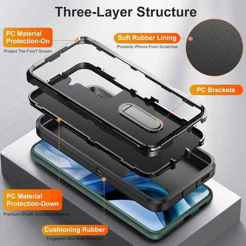 BaHaHoues for Samsung Galaxy S22 Case for Samsung S22 Phone Case with Built in Kickstand, Shockproof/Dustproof/Drop Proof Military Grade Protectiv...