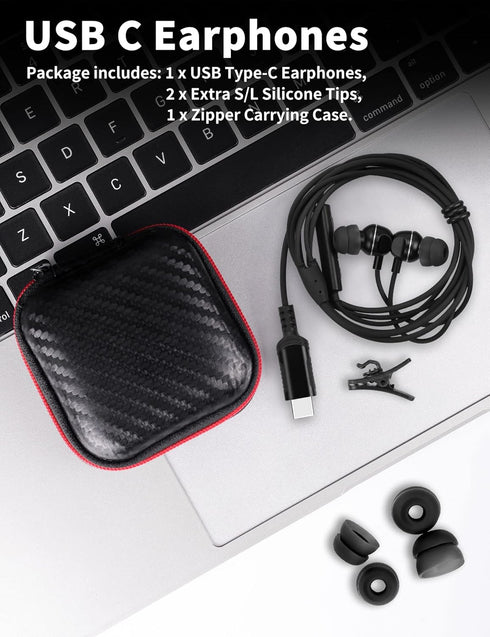 USB C Headphone for Samsung A53 S54 S22 S23 S21 S20 FE Wired Earbuds Magnetic in-Ear Type C Earphone with Microphone Stereo Noise Canceling for Ga...