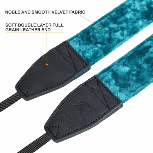 Padwa Lifestyle Velvet Camera Strap - 2" Wide Full Grain Cowhide Head Soft Velvet Straps for Photographers,Complimentary 2 Pcs Quick Release for A...