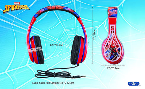 Spiderman Kids Headphones, Adjustable Headband, Stereo Sound, 3.5Mm Jack, Wired Headphones for Kids, Tangle-Free, Volume Control, Foldable, Childr...