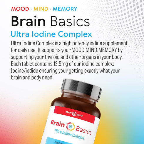 Brain Basics Ultra Iodine Complex Supplement for Thyroid Support, Iodine and Potassium Iodide in One, Iodine Supplement for Thyroid and Brain Heal...