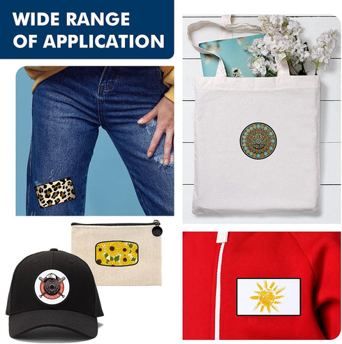 30 Pieces Sublimation Patches Fabric Iron-on Blank Patches 3 Shapes Repair Embroidery Sublimation Blank Hat Embroidery for DIY Crafts, Caps Clothe...