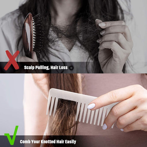 Large Hair Detangling Comb Wide Tooth Comb for Curly Hair Wet Dry Hair, No Handle Detangler Comb Styling Shampoo Comb (Black, White)...