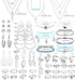 ORAZIO 52 Pcs Jewelry Sets for Women Layered Necklace Adjustable Braided Bracelets Set Dangle Stud Hoop Earrings CZ Stackable Knuckle Ring Set Fas...