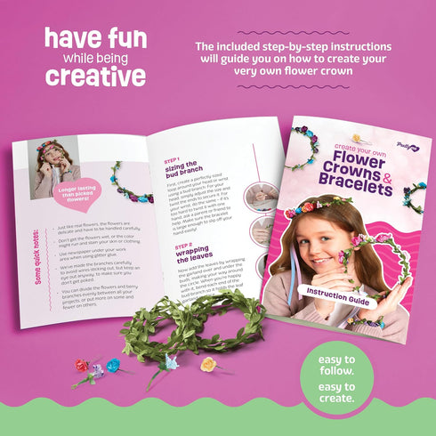 Flower Crown & Bracelet Making Kit for Kids - Crafts for Girls Ages 6-8 Years Old - Arts & Craft Birthday Gifts for Girl Age 6, 7, 8, 9, 10 Year O...