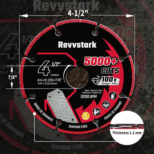 Diamond Cutting Wheel 4 1/2 x 7/8 Inch for Metal, Metal Cutting Cutting Disc, 4 1/2 Cut Off Wheel for Metal with 5000+ Cuts on Rebar, Steel, Iron ...