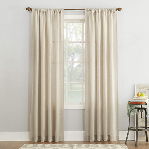 No. 918 Amalfi Linen Blend Textured Semi-Sheer Rod Pocket Curtain Panel, 54" x 84", Ivory...