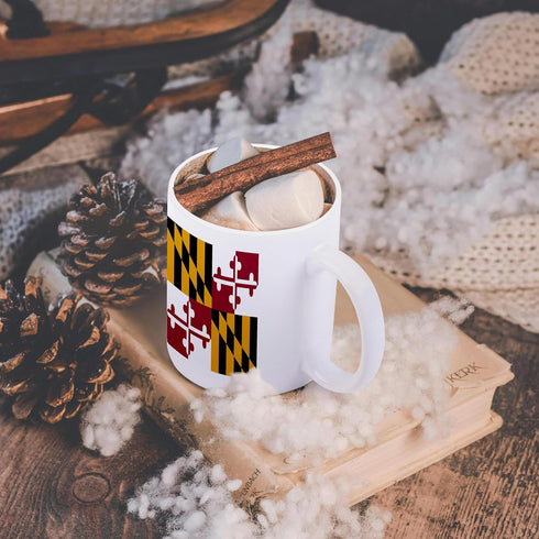 3dRose (mug_158370_1) State Flag of Maryland - US American - Heraldic banner of George Calvert 1st Baron Baltimore America - Ceramic Mug, 11-ounce...