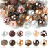 50 Pcs/Set Coconut Brown Leopard Print Beads Bracelet Bead Kit with Chain Clasp Candy Color Acrylic Round Spacer Beads for Jewelry Making...
