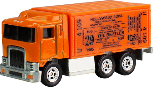 Hot Wheels Premium Toy Truck, 1:64 Scale Die-Cast Beatles Semi Replica with Hollywood Bowl Ticket deco, for Pop Culture Fans...
