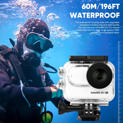 Waterproof Case&Floating Hand Grip Compatible with Insta360 GO 3S, Protective Underwater Dive Housing Shell with Bracket Accessories for Insta360 ...