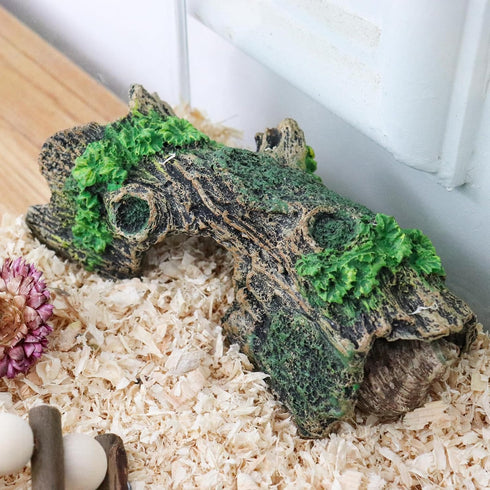 Hermit Crab Climbing Toy, Aquarium Betta Fish Hideout Caves, Resin Hollow Tree Trunk Ornament, Tank or Aquarium Decorations, Climbing and Hide Toy...