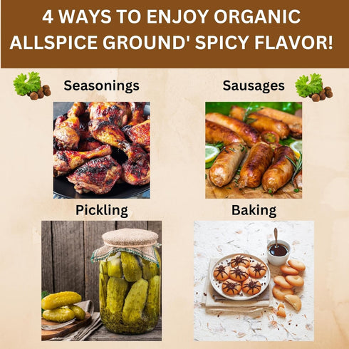 SPICY ORGANIC Pure Organic Allspice Ground 4 oz. - Certified USDA Organic - Allspice Seasoning for Baking, Marinades, Pickling, Stews, Sauces, and...