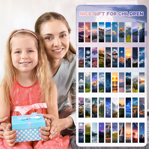 200 PCS Landscape Bulk Bookmarks for Kids 50 Designs Book Marks for Students Double Sided Cute Book Mark Themed Book Marks Set Set for Book Lovers...